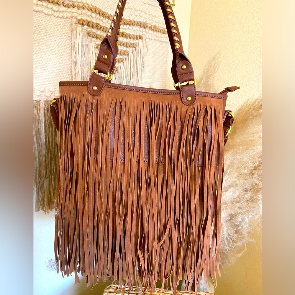 Faux Leather Fringe Purse